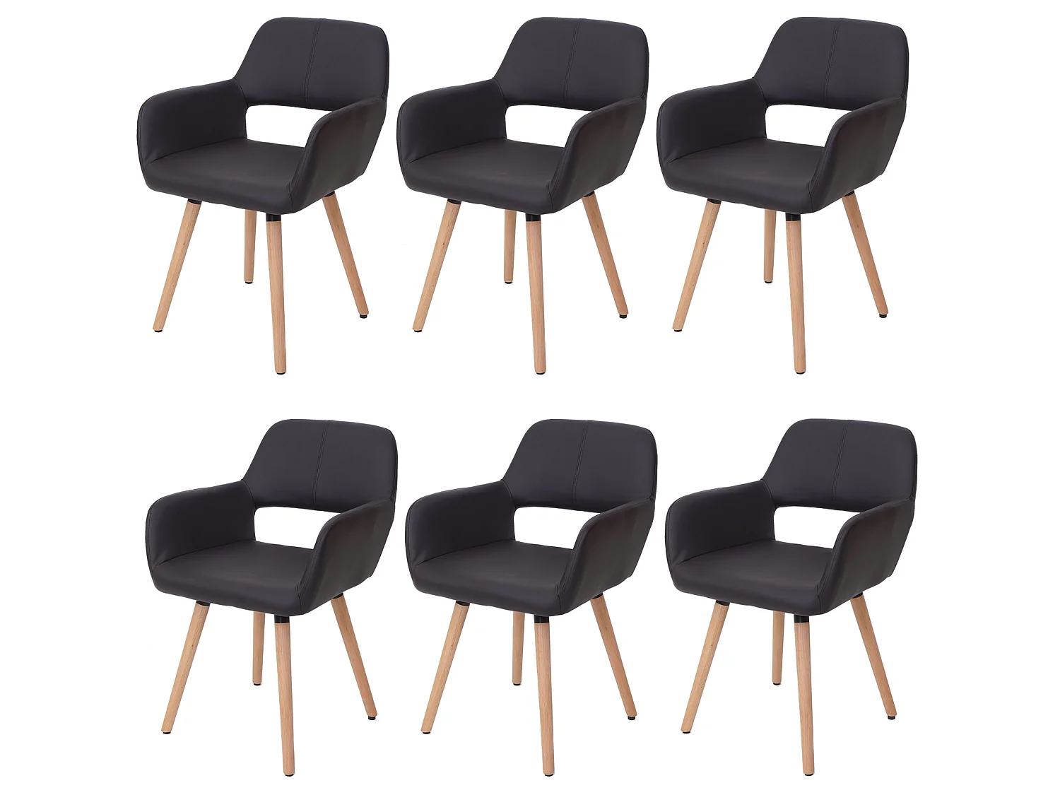 Chaise de salle à manger MCW-A50 II (lot de 6),  similicuir, marron