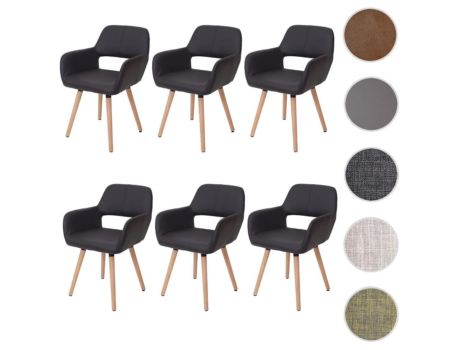 Chaise de salle à manger MCW-A50 II (lot de 6),  similicuir, marron