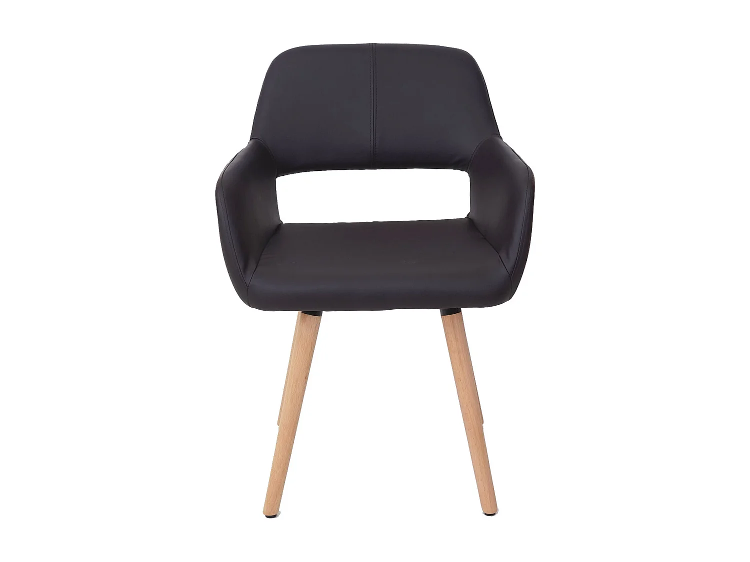 Krzesło do jadalni MCW-A50 II (zestaw 6 sztuk),  imitacja skóry, brązowe, jasne nogi