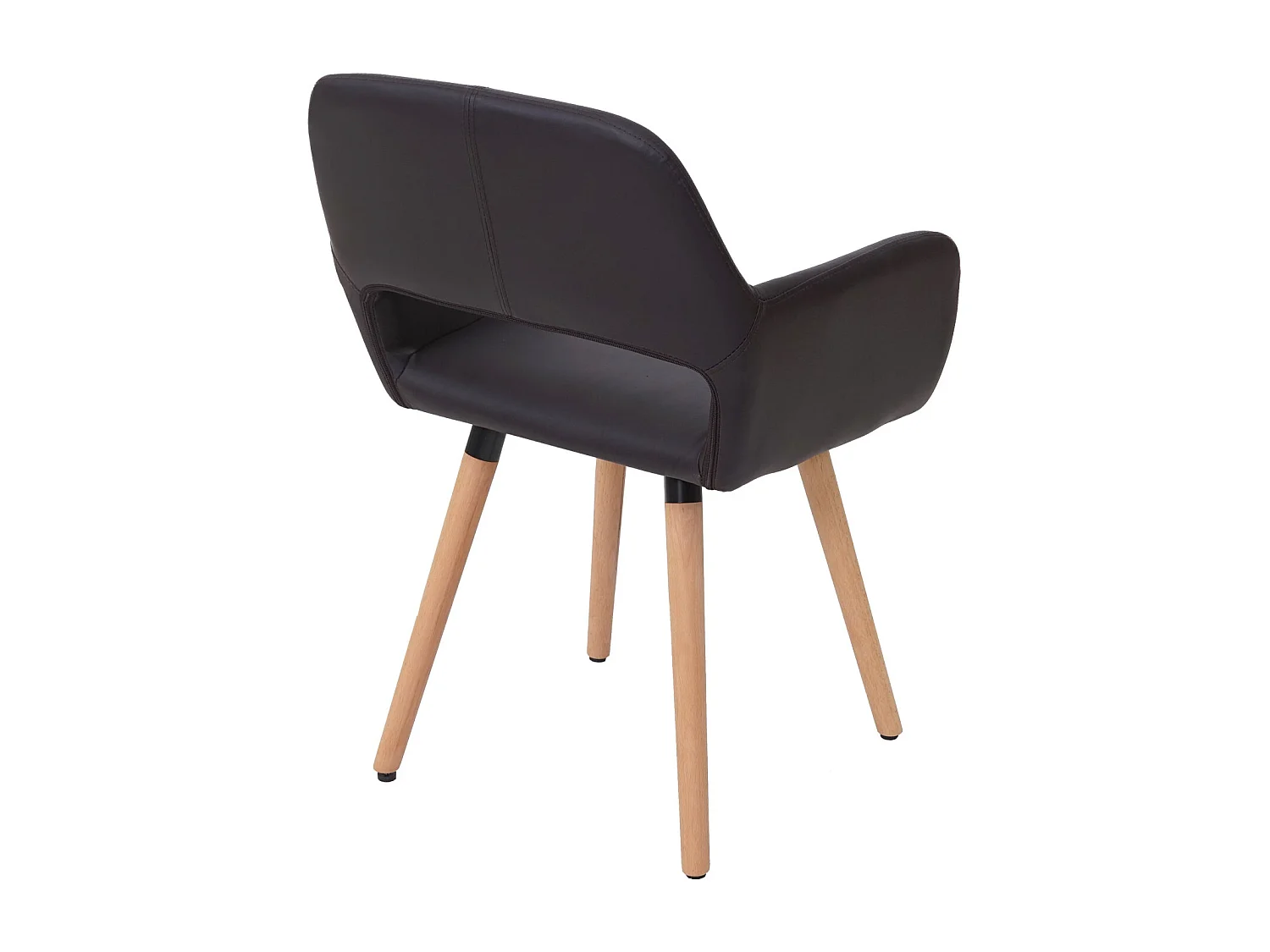 Krzesło do jadalni MCW-A50 II (zestaw 6 sztuk),  imitacja skóry, brązowe, jasne nogi