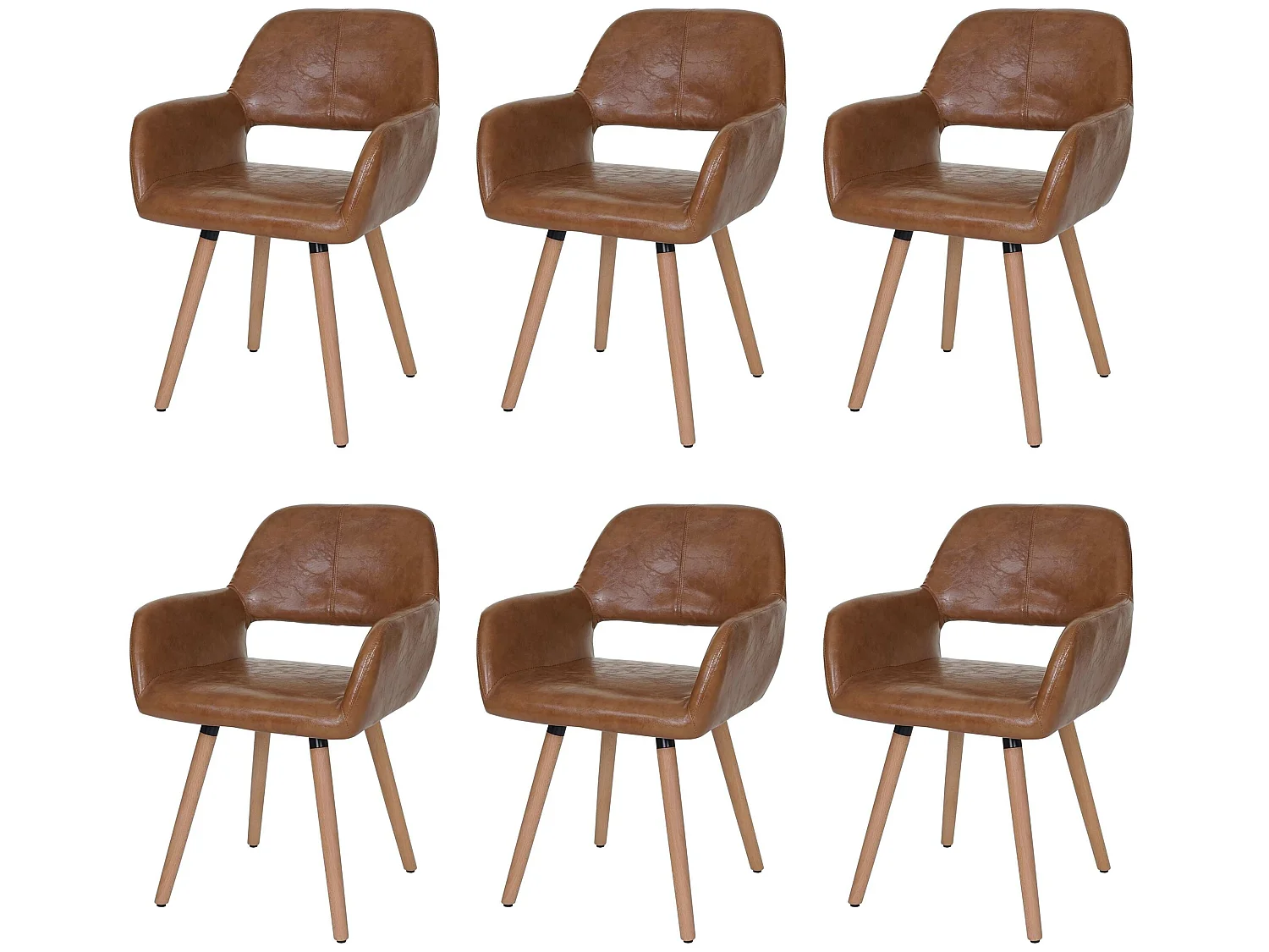 Chaise de salle à manger MCW-A50 II (lot de 6),  similicuir, aspect daim
