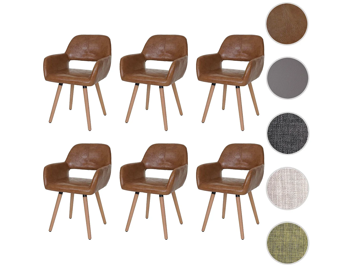 Chaise de salle à manger MCW-A50 II (lot de 6),  similicuir, aspect daim