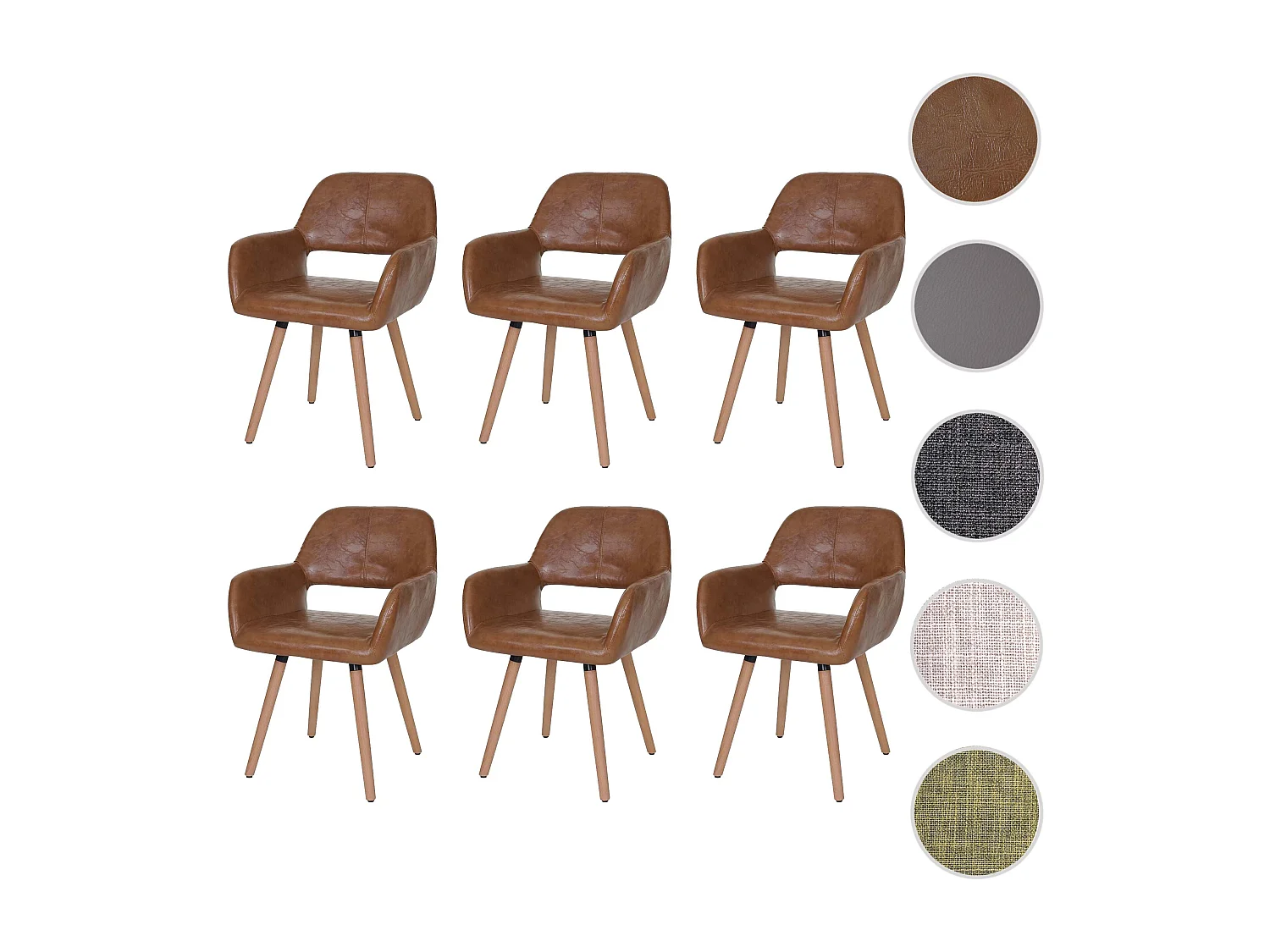 Chaise de salle à manger MCW-A50 II (lot de 6),  similicuir, aspect daim