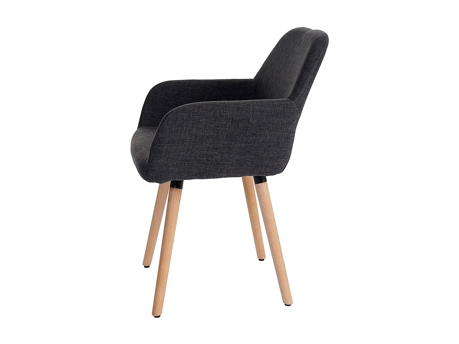 Silla de comedor MCW-A50 II (juego de 6),  textil, gris oscuro, patas claras
