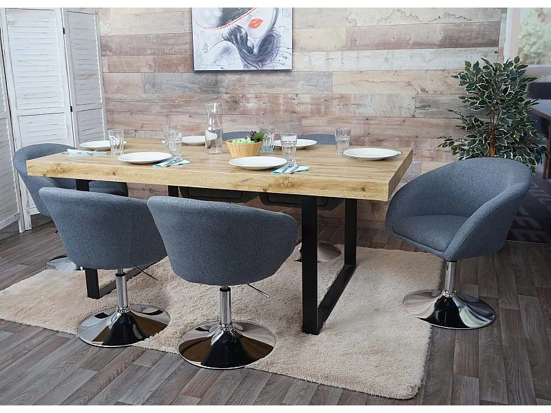 Cadeira de jantar MCW-F19 (conjunto de 6),  tecido/têxtil cinzento escuro