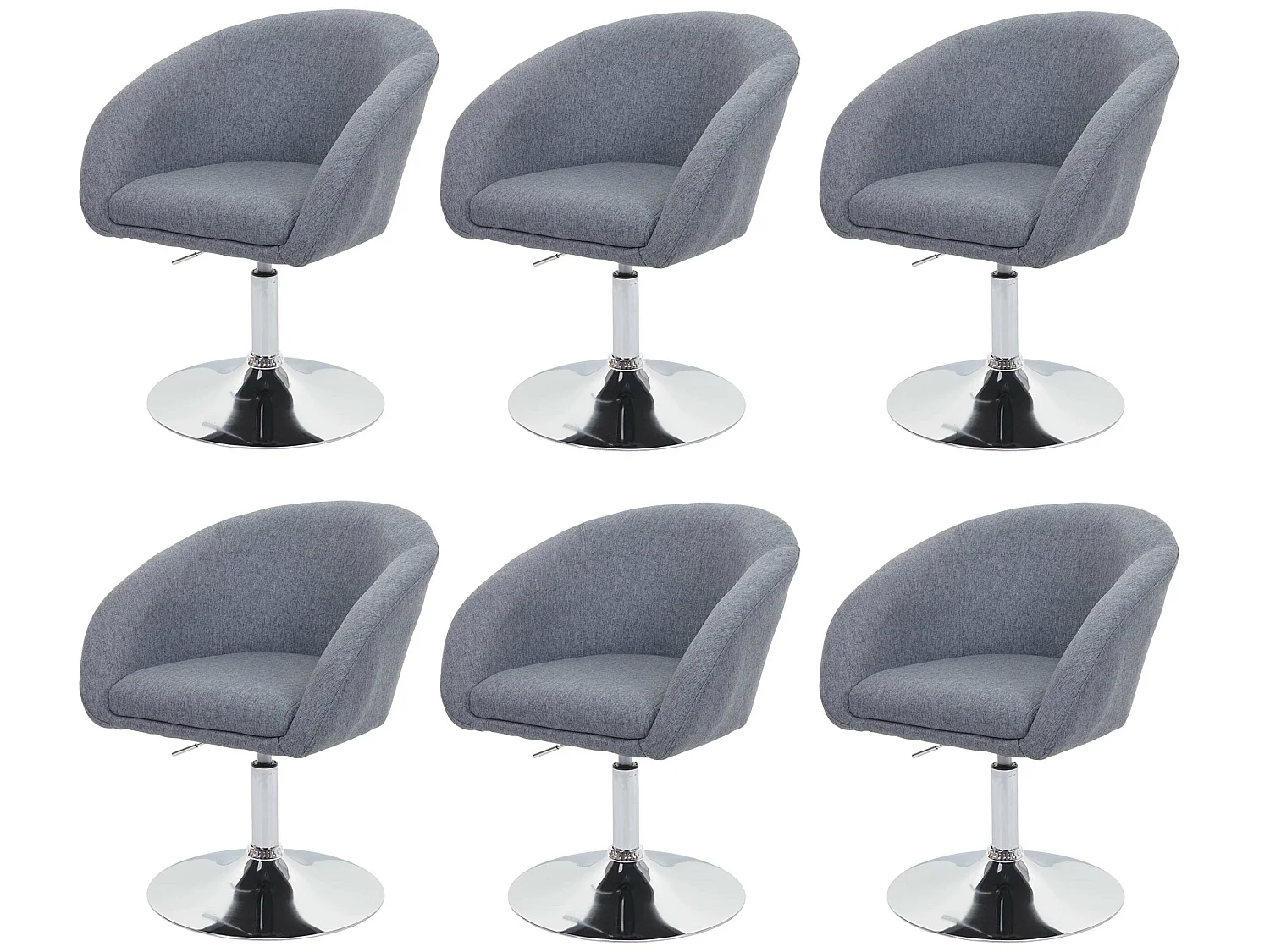 MCW-F19 eetkamerstoel (set van 6),  stof/textiel donkergrijs