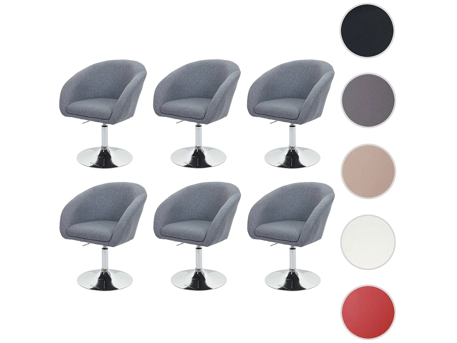 Esszimmerstuhl MCW-F19 (6er-Set), Stoff/Textil dunkelgrau