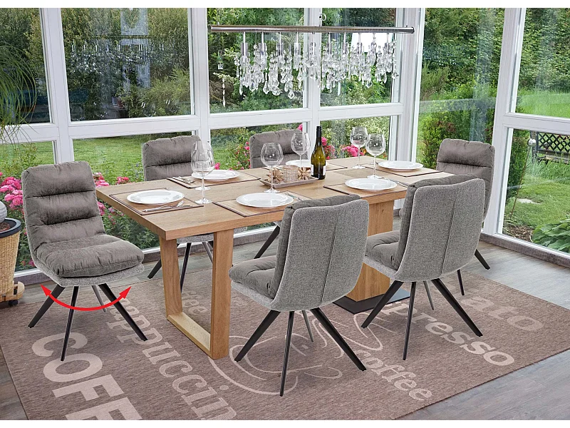 Silla de comedor MCW-G66 (juego de 6),  gris-gris claro