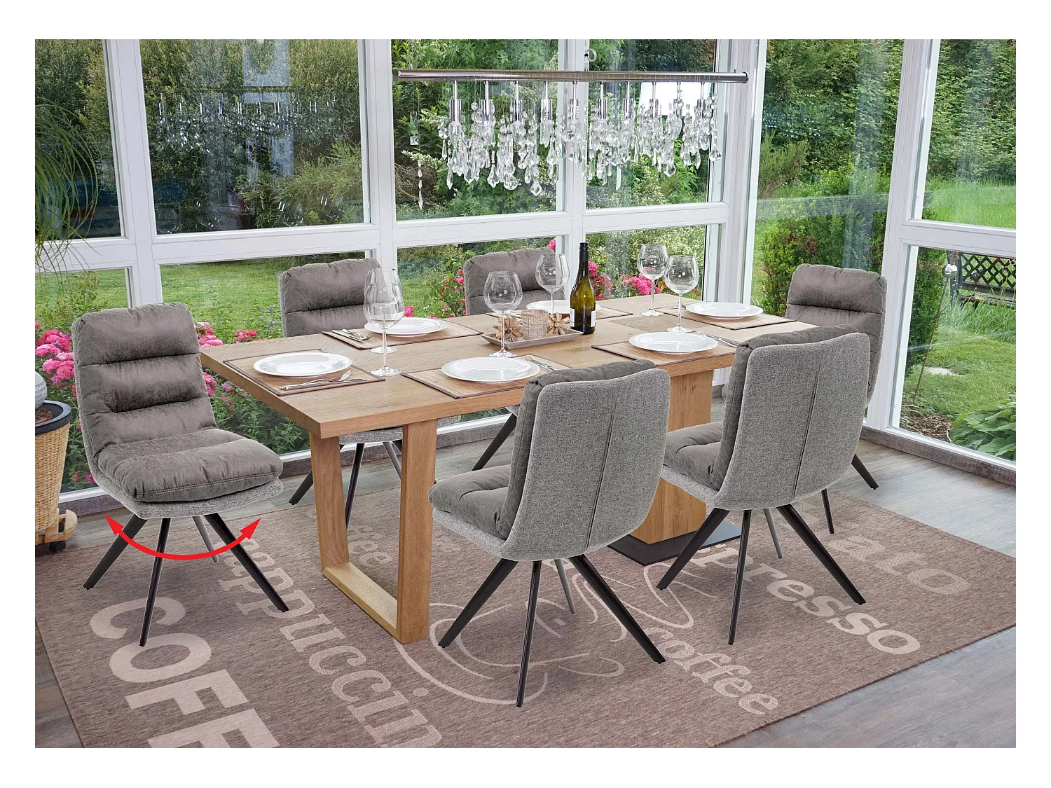 Chaise de salle à manger MCW-G66 (lot de 6),  gris clair-gris