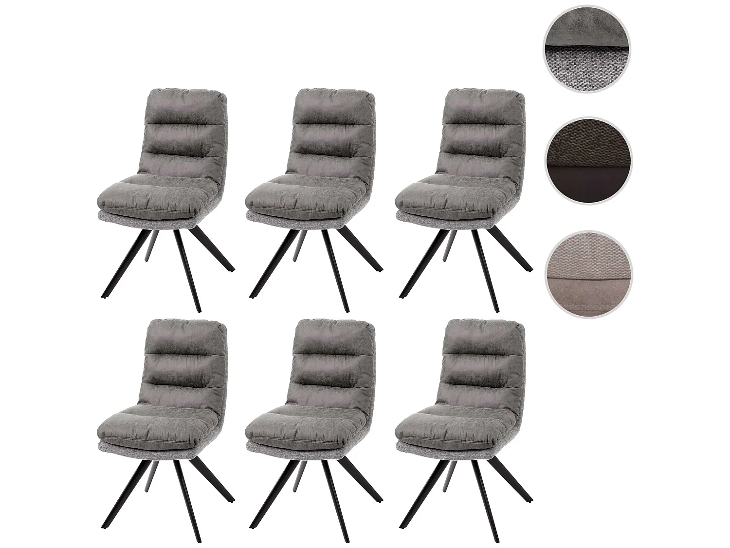 Chaise de salle à manger MCW-G66 (lot de 6),  gris clair-gris