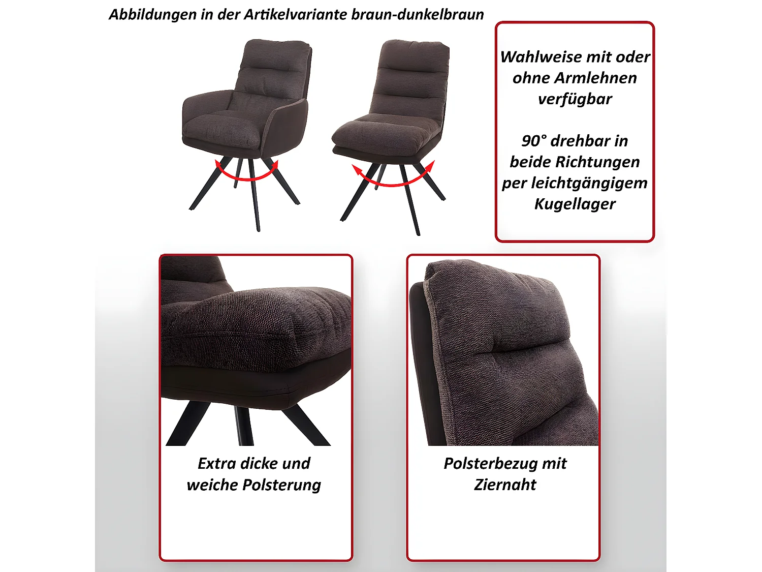 Chaise de salle à manger MCW-G66 (lot de 6),  gris clair-gris