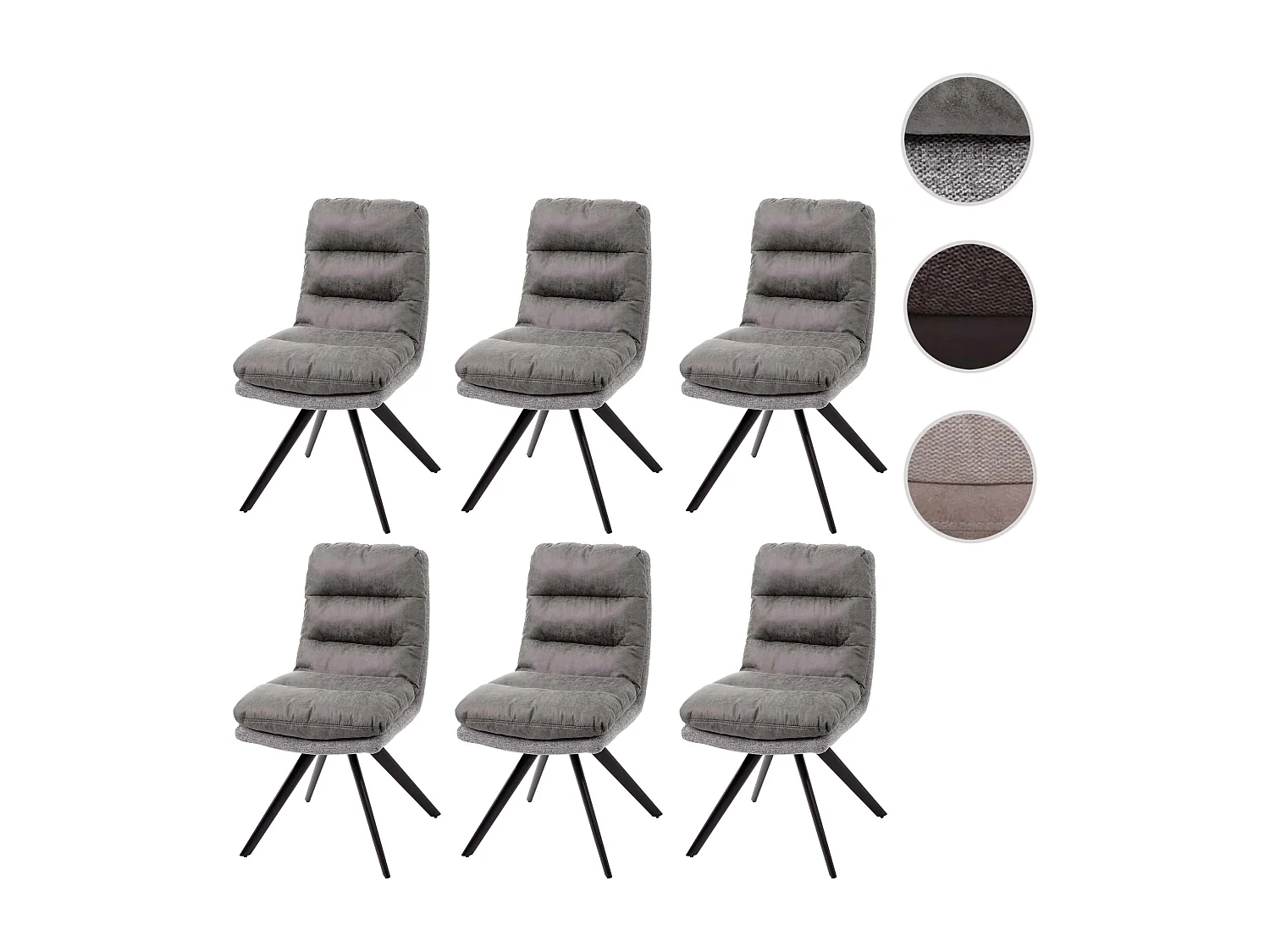 Chaise de salle à manger MCW-G66 (lot de 6),  gris clair-gris