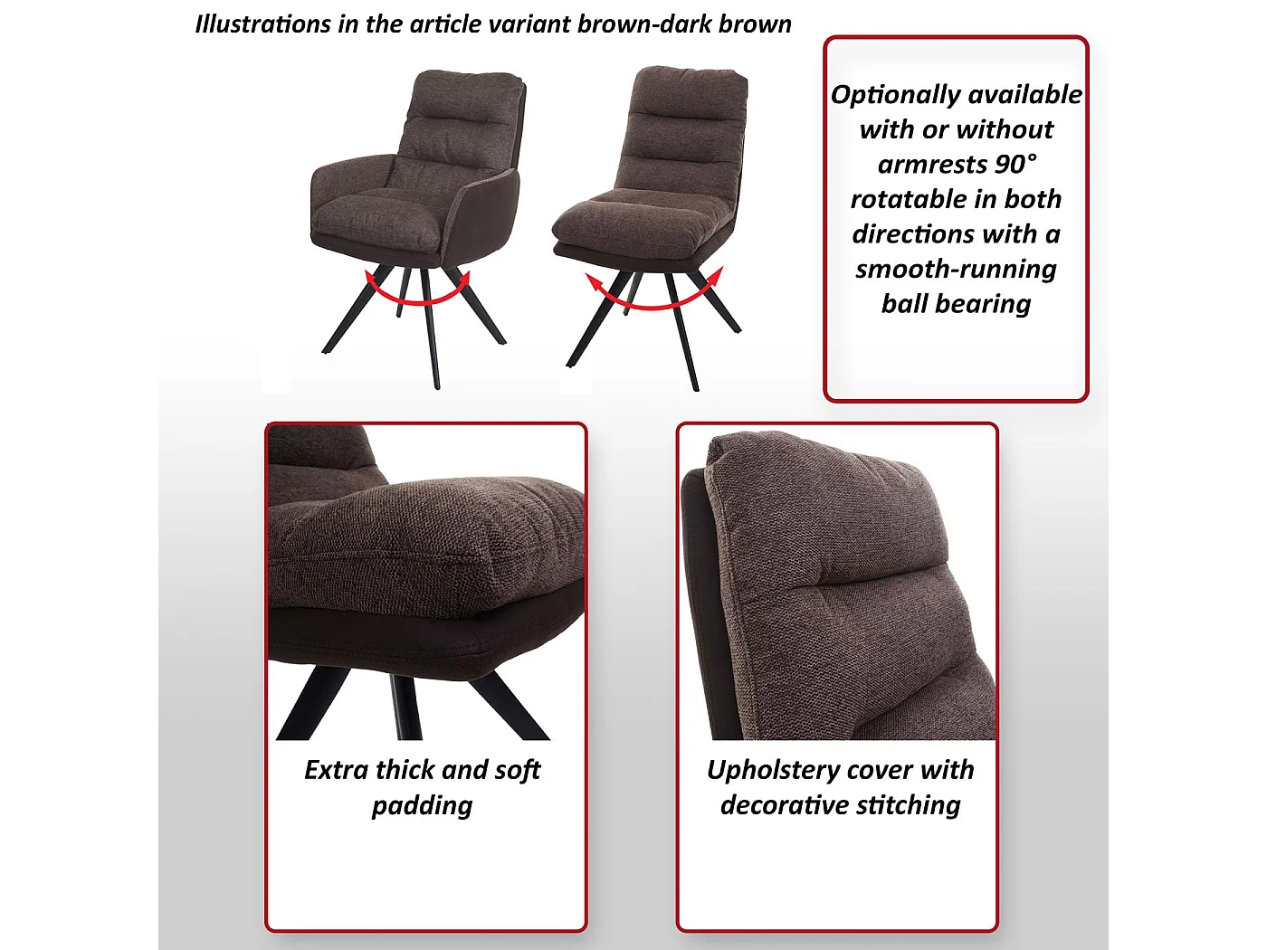 Chaise de salle à manger MCW-G66 (lot de 6),  gris clair-gris