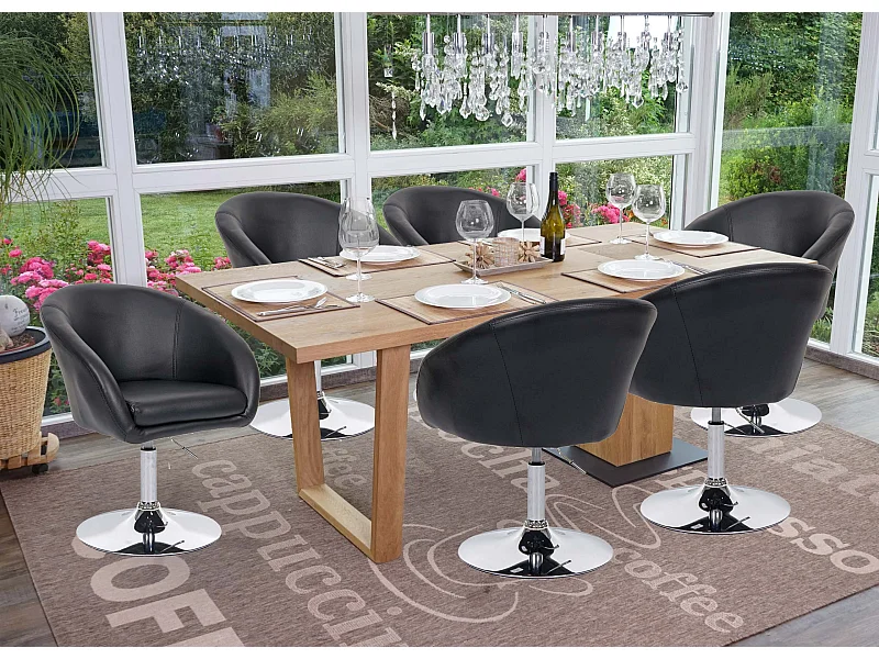 Eetkamerstoel MCW-F19 (set van 6),  kunstleer zwart