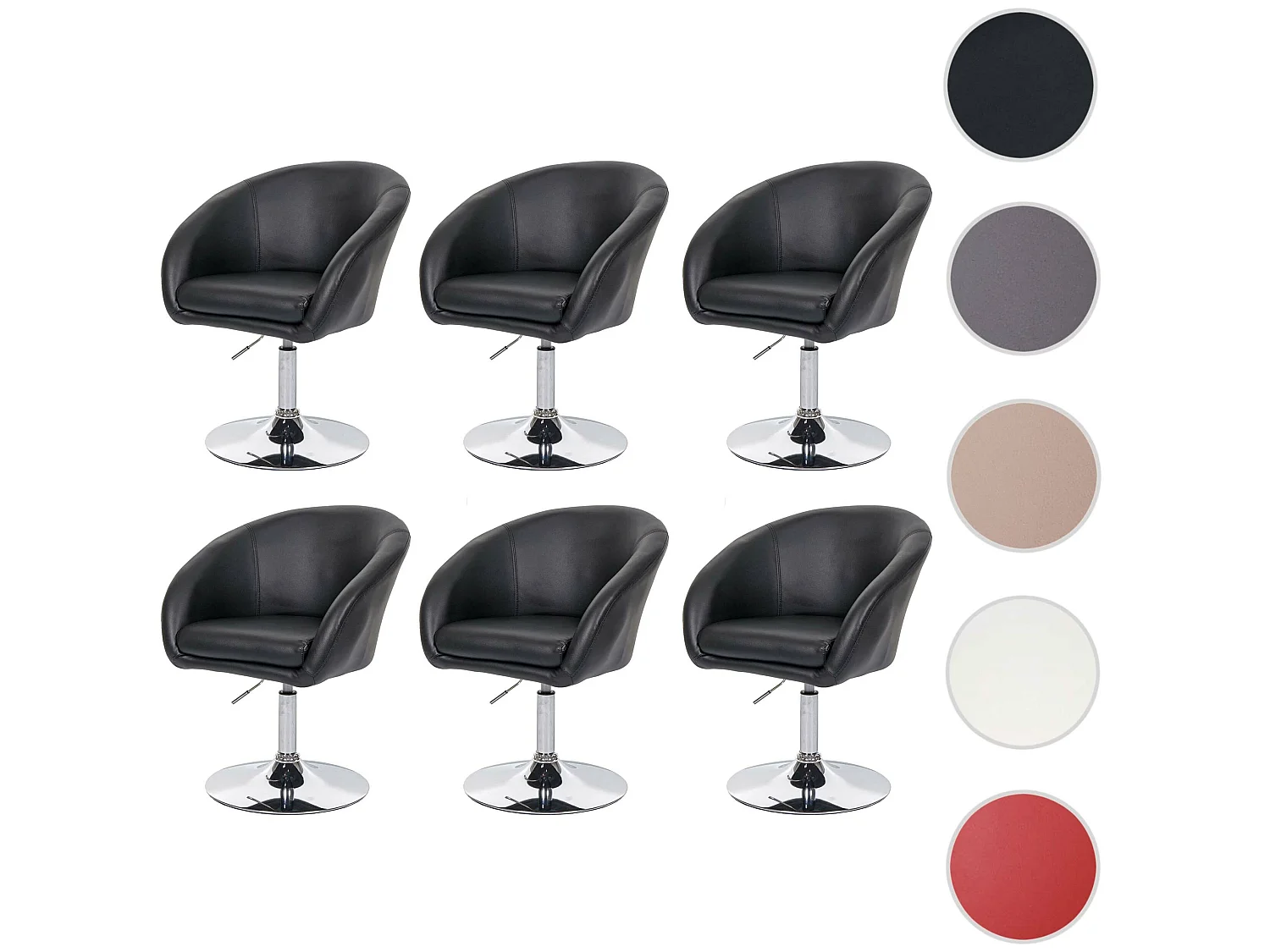 Eetkamerstoel MCW-F19 (set van 6),  kunstleer zwart