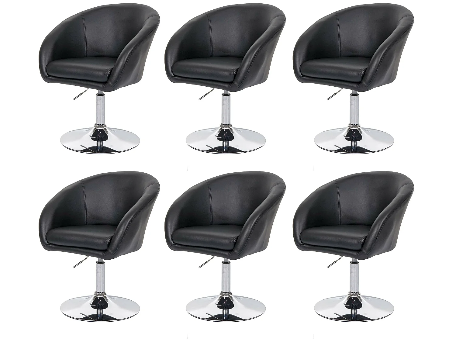 Chaise de salle à manger MCW-F19 (lot de 6),  similicuir noir