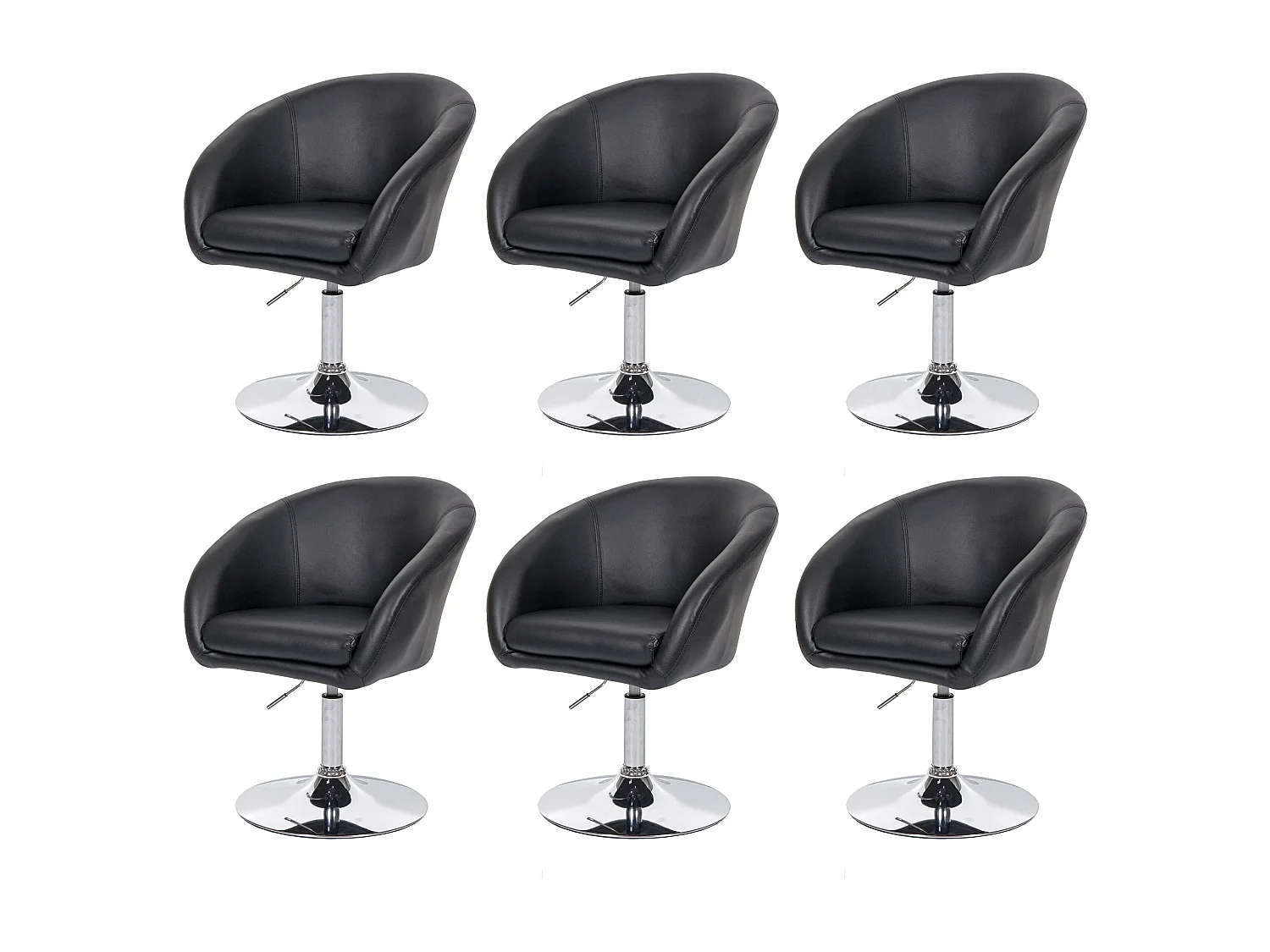 Chaise de salle à manger MCW-F19 (lot de 6),  similicuir noir