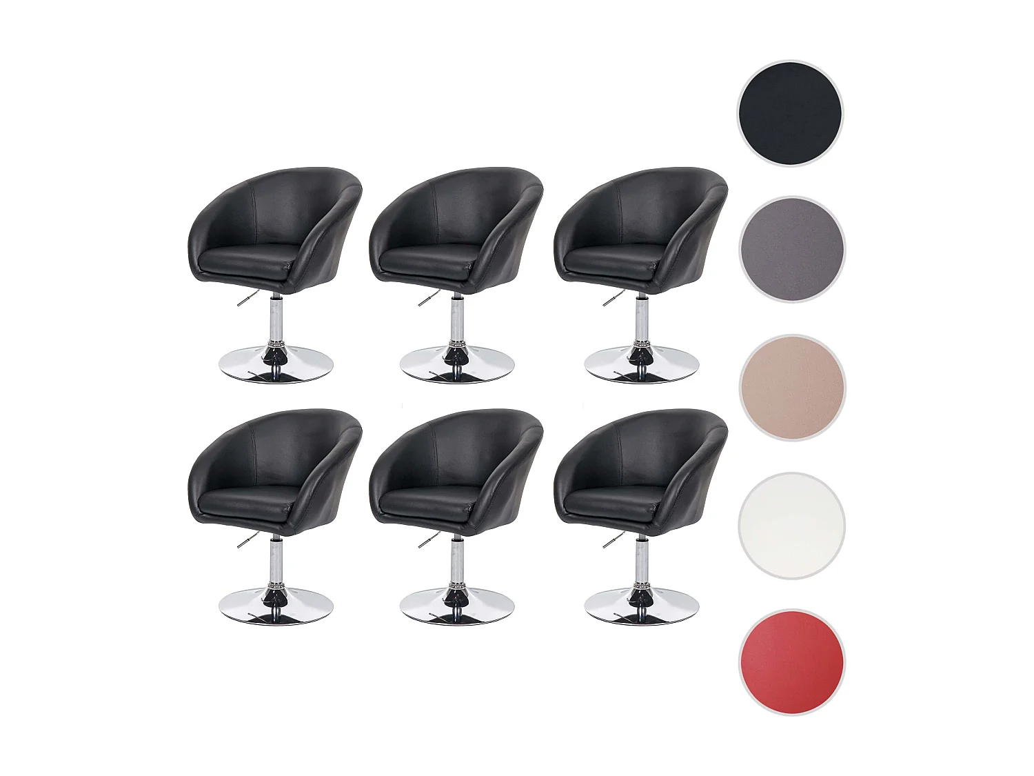 Chaise de salle à manger MCW-F19 (lot de 6),  similicuir noir