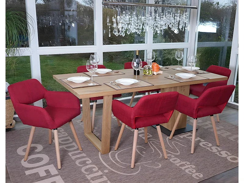 Chaise de salle à manger MCW-A50 II (lot de 6),  tissu, rouge pourpre