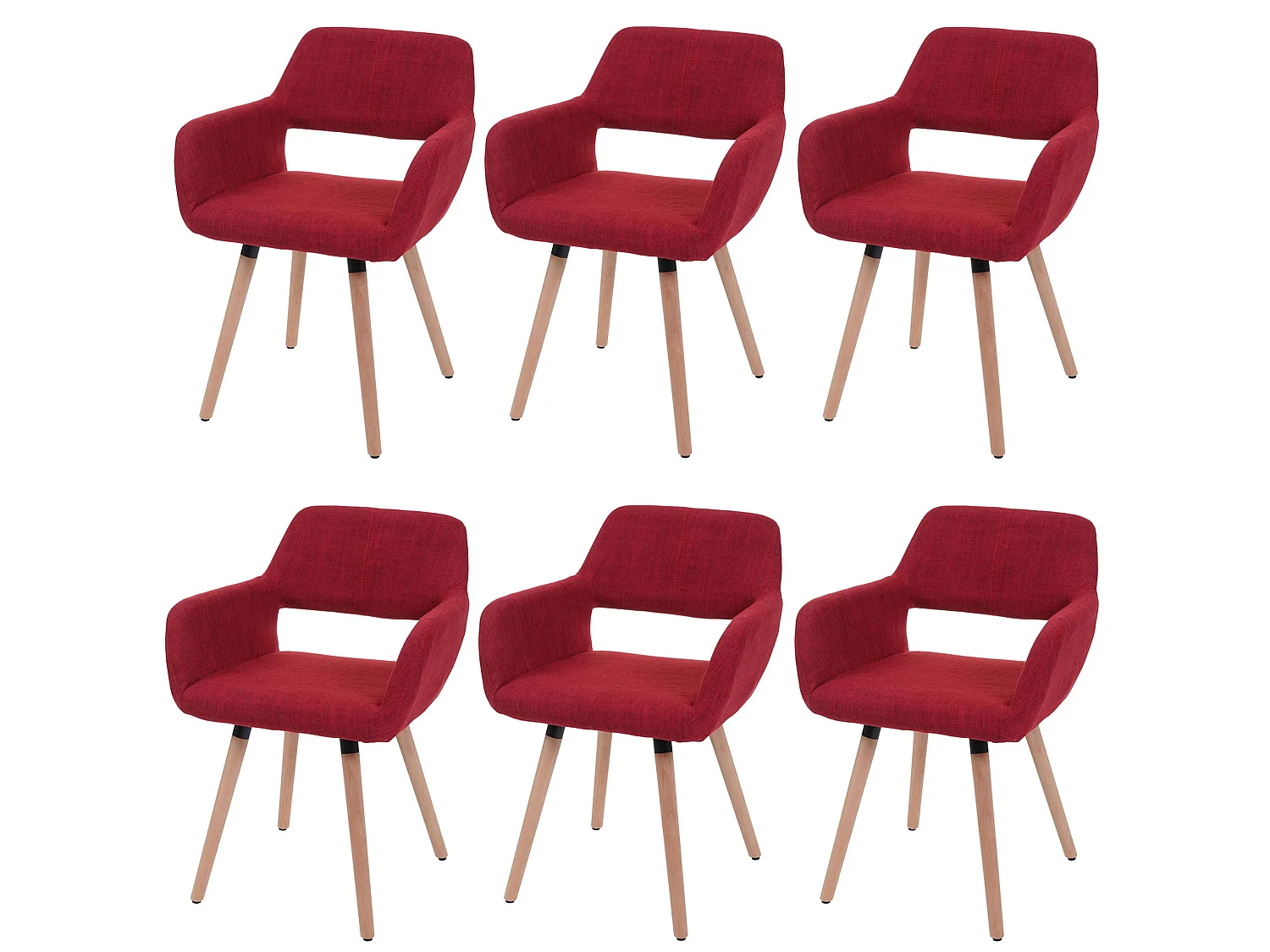 Chaise de salle à manger MCW-A50 II (lot de 6),  tissu, rouge pourpre