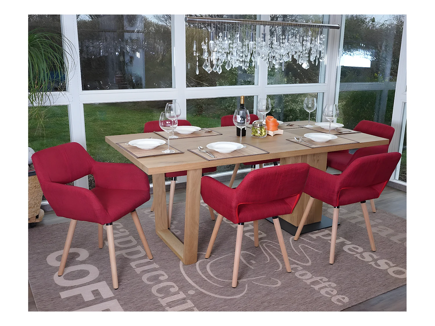 Chaise de salle à manger MCW-A50 II (lot de 6),  tissu, rouge pourpre