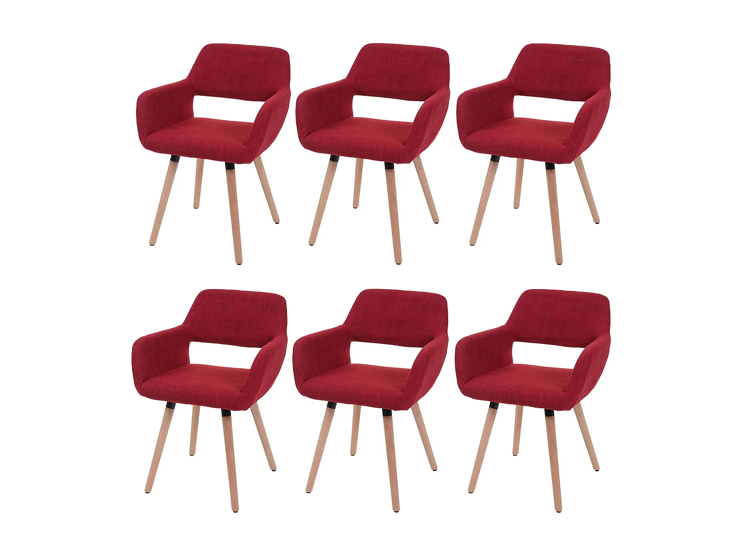 Chaise de salle à manger MCW-A50 II (lot de 6),  tissu, rouge pourpre