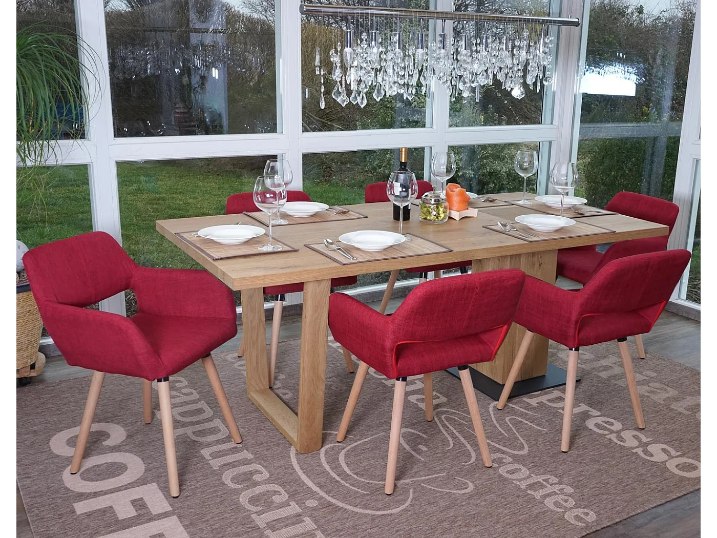 Chaise de salle à manger MCW-A50 II (lot de 6),  tissu, rouge pourpre