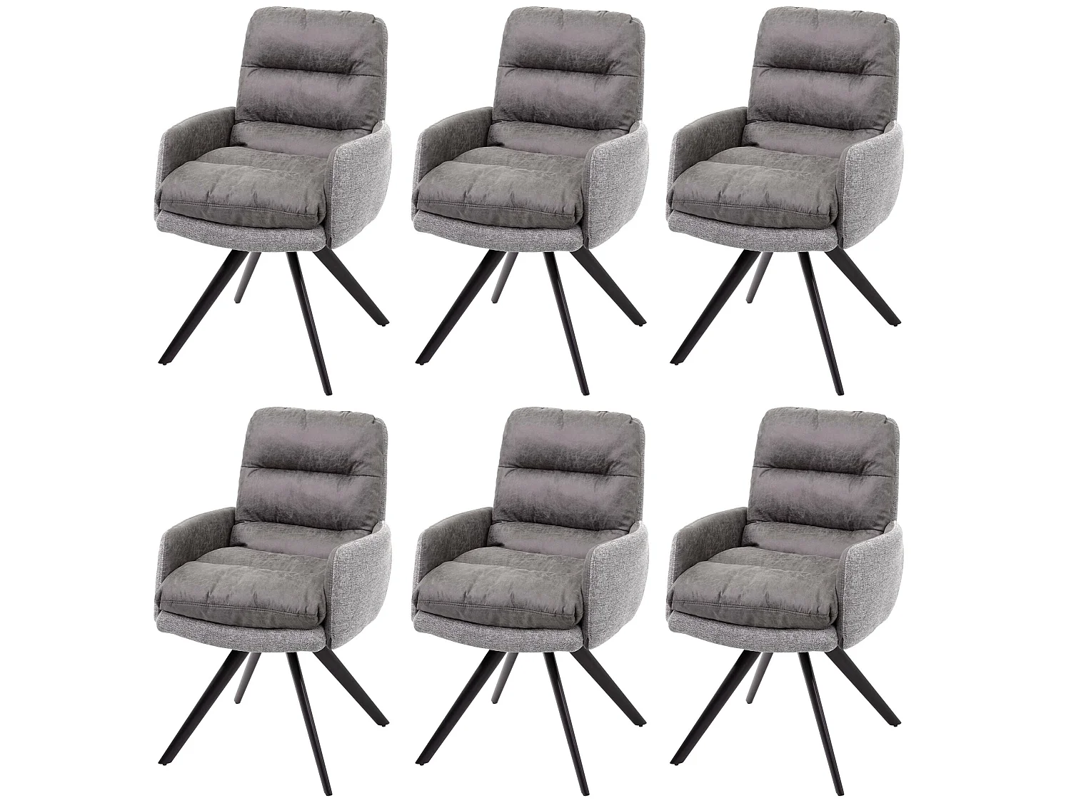 Chaise de salle à manger MCW-G66 (lot de 6),  gris clair-gris, avec accoudoirs