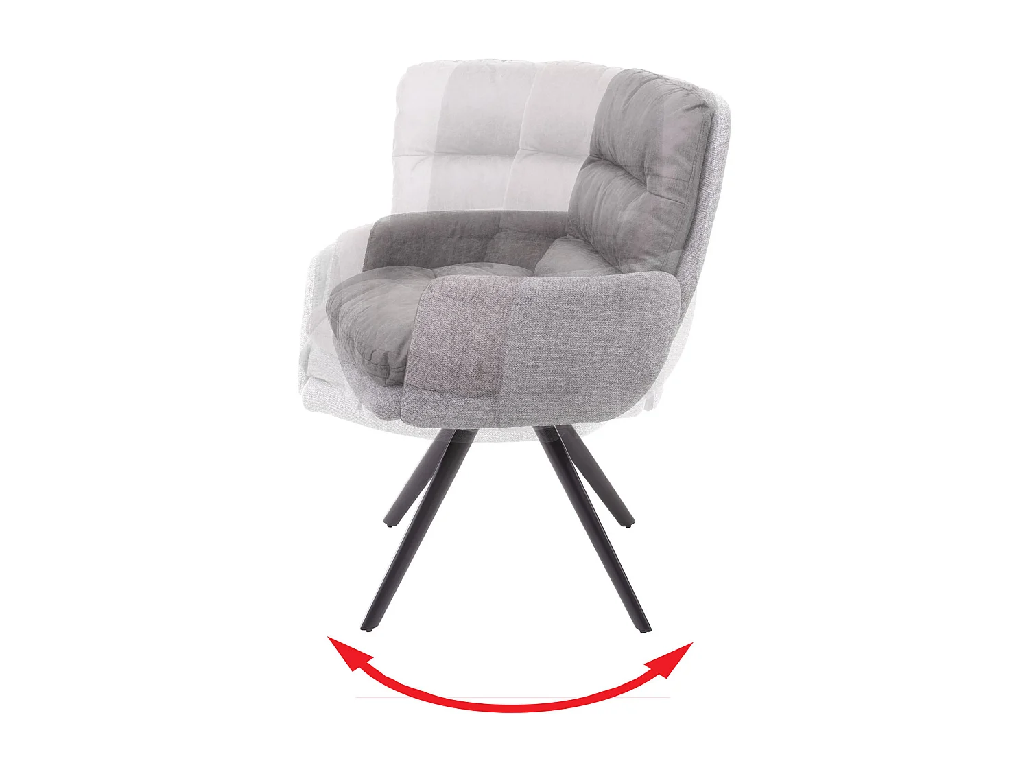 Krzesło do jadalni MCW-G66 (zestaw 6 sztuk),  jasnoszary, z podłokietnikiem