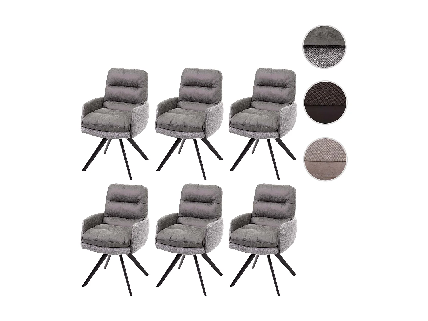 Krzesło do jadalni MCW-G66 (zestaw 6 sztuk),  jasnoszary, z podłokietnikiem