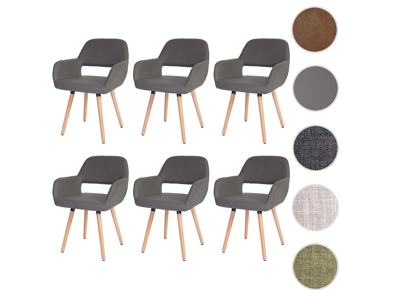 Chaise de salle à manger MCW-A50 II (lot de 6),  similicuir, gris