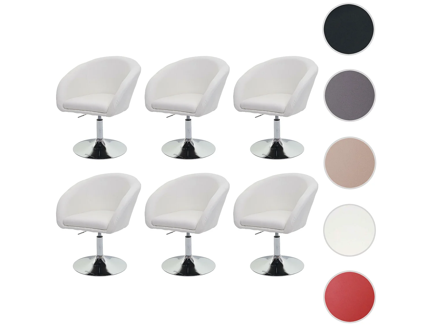 MCW-F19 eetkamerstoel (set van 6),  stof/textiel crème-wit