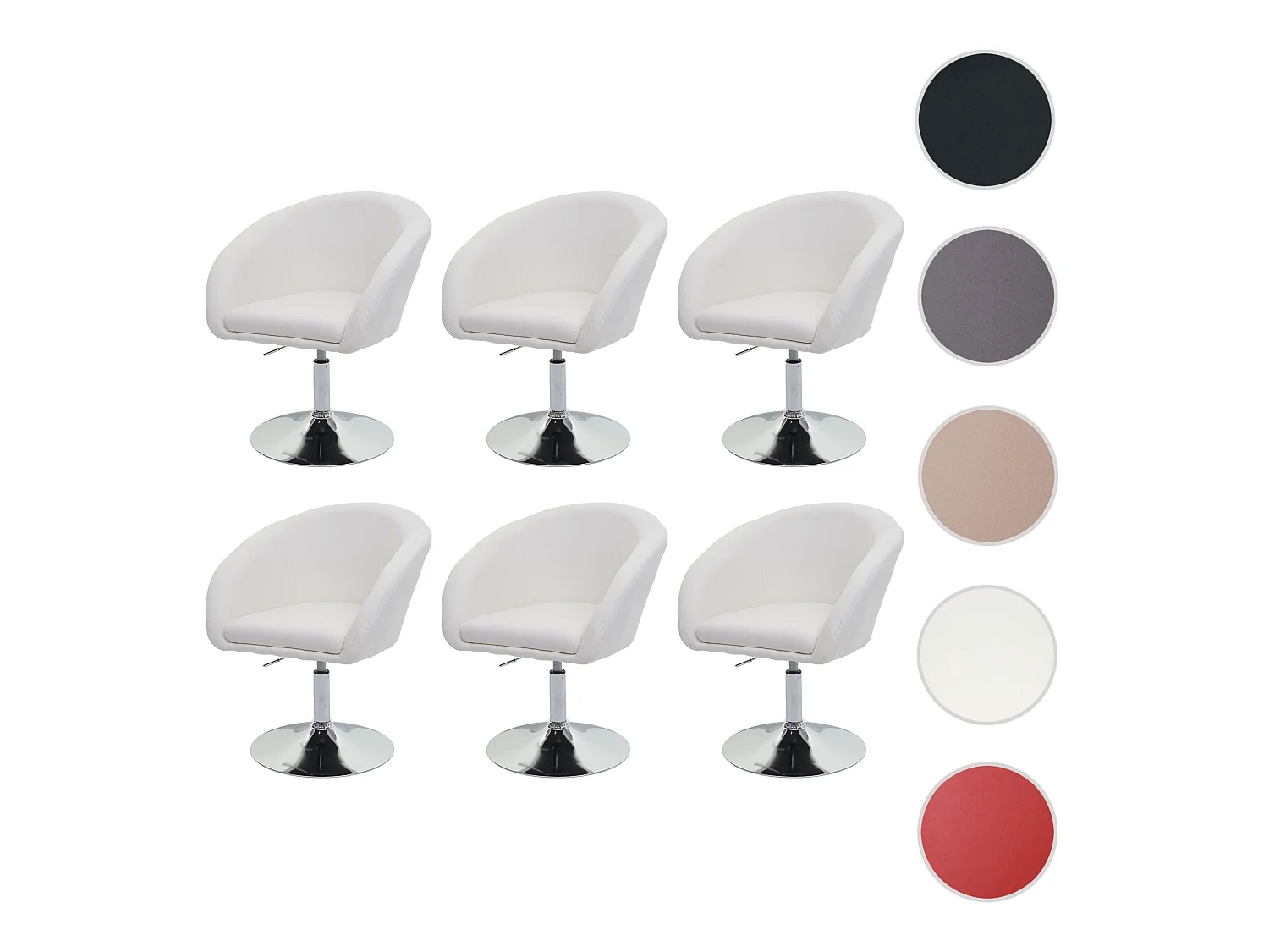 Esszimmerstuhl MCW-F19 (6er-Set), Stoff/Textil creme-weiß