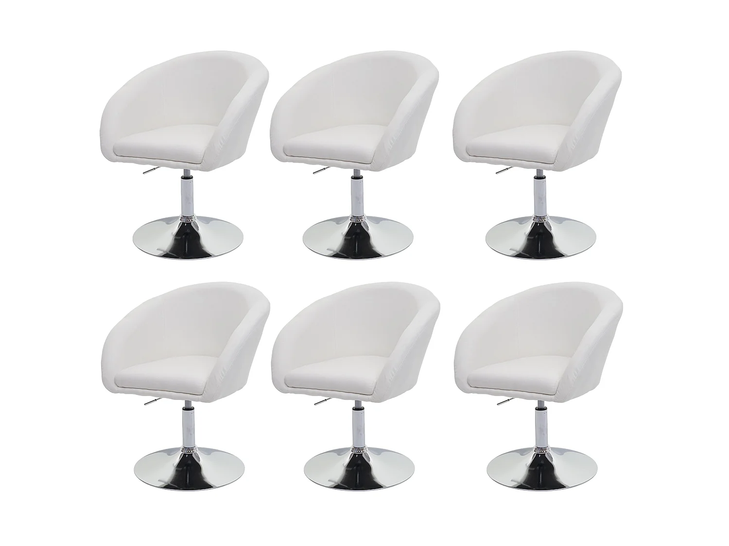 Chaise de salle à manger MCW-F19 (lot de 6),  tissu/textile crème-blanc