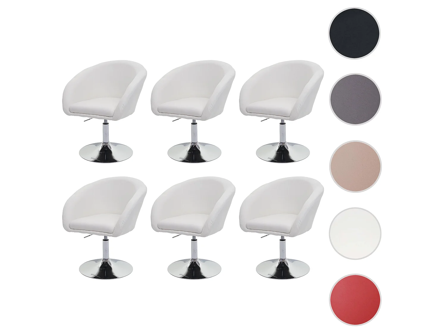 Chaise de salle à manger MCW-F19 (lot de 6),  tissu/textile crème-blanc