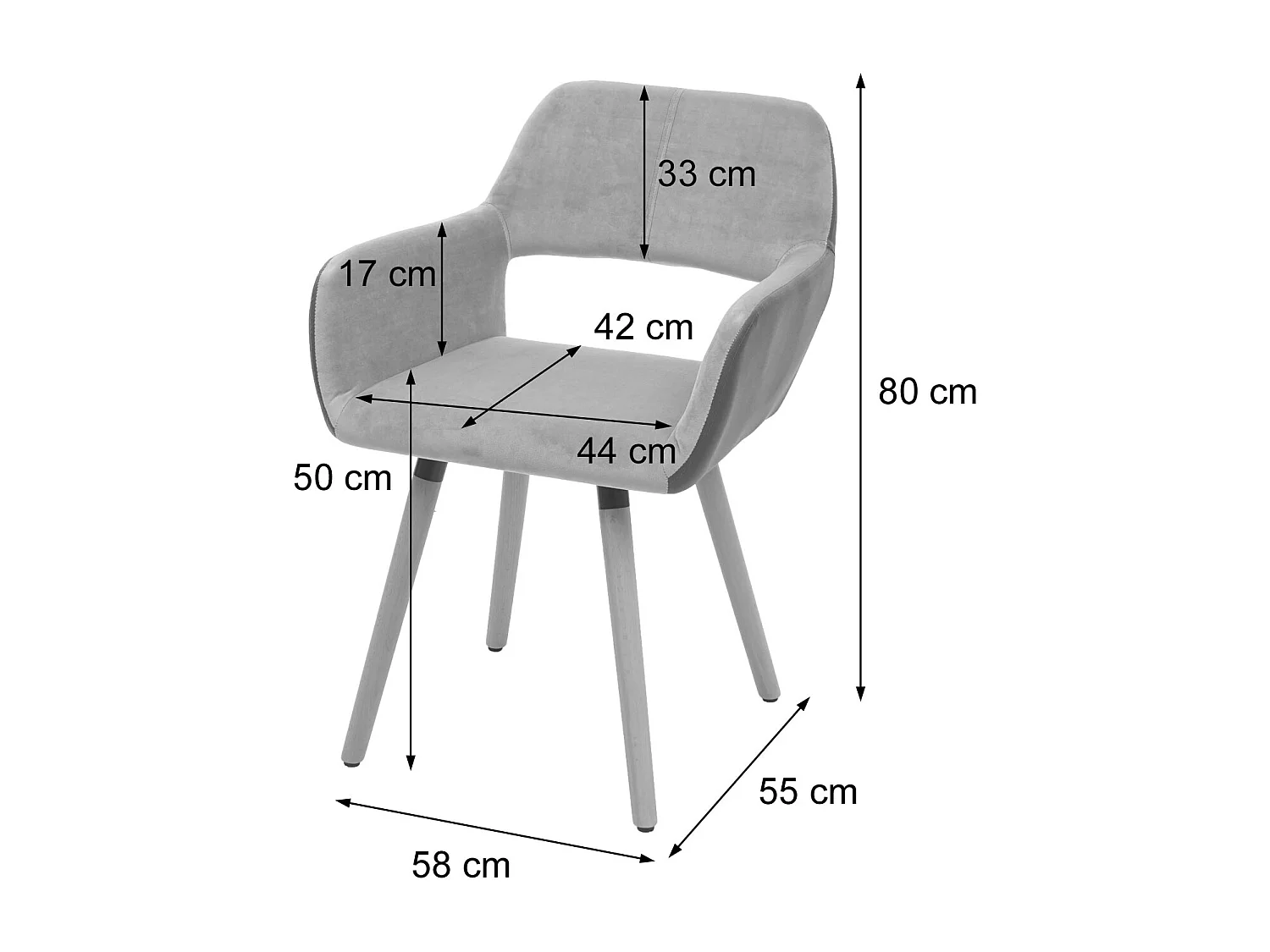 Chaise de salle à manger MCW-A50 II (lot de 6),  similicuir/tissu, marron clair, pieds clairs