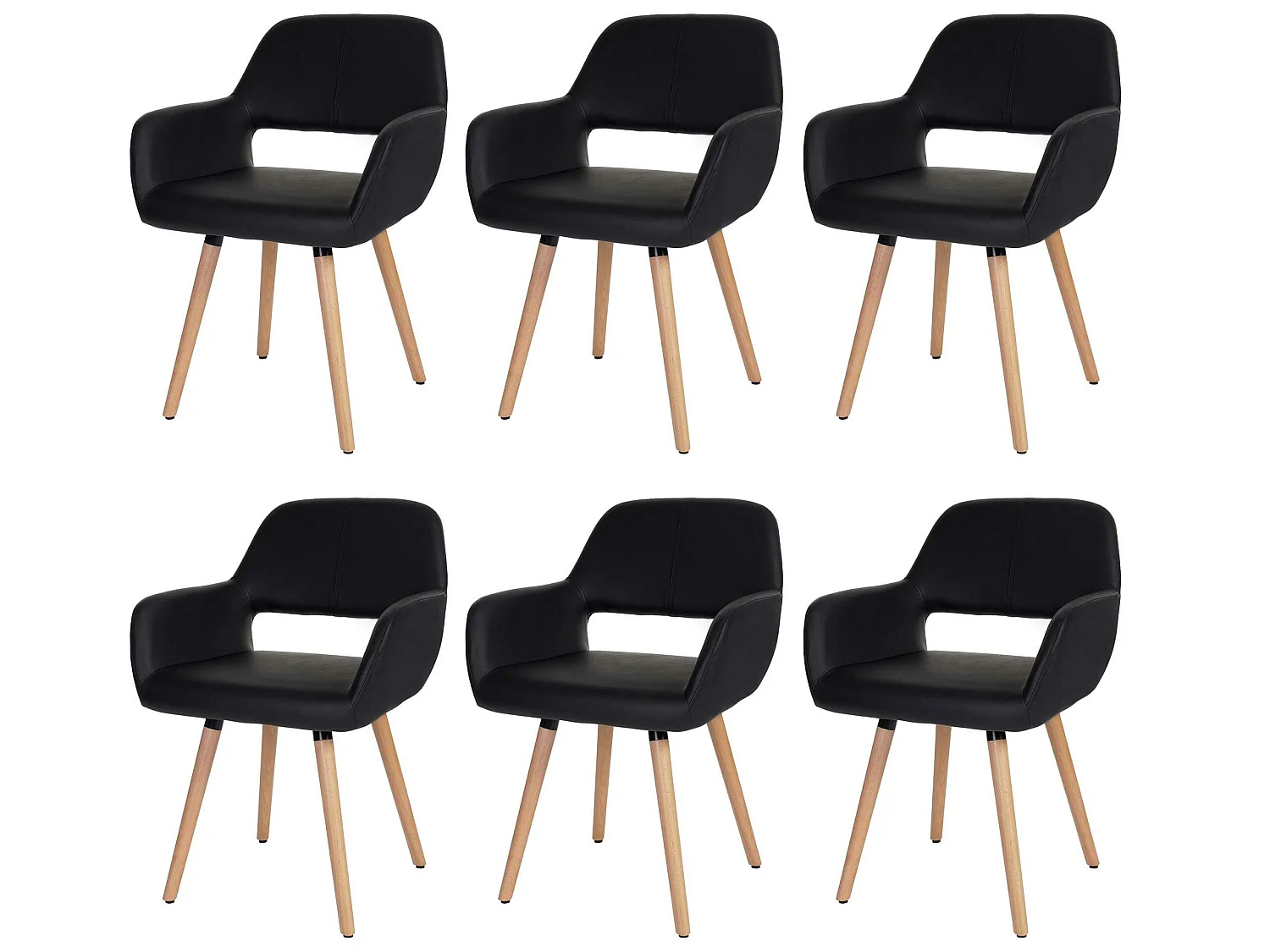 Chaise de salle à manger MCW-A50 II (lot de 6),  similicuir, noir