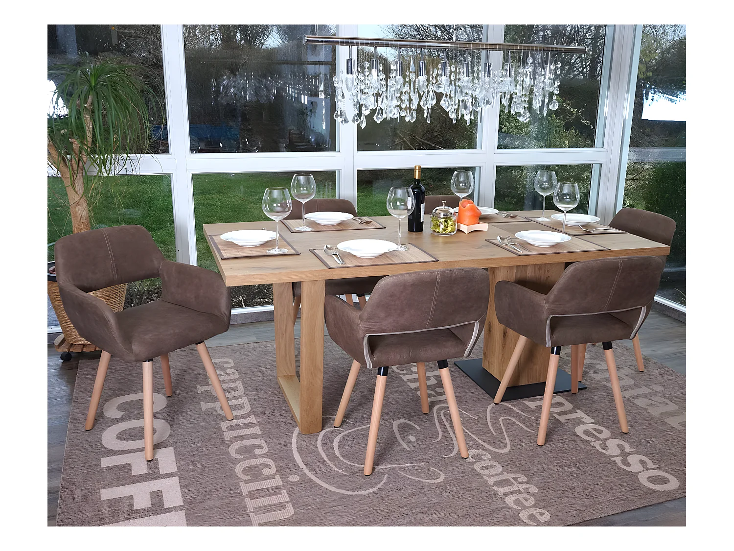 Chaise de salle à manger MCW-A50 II (lot de 6),  tissu, marron