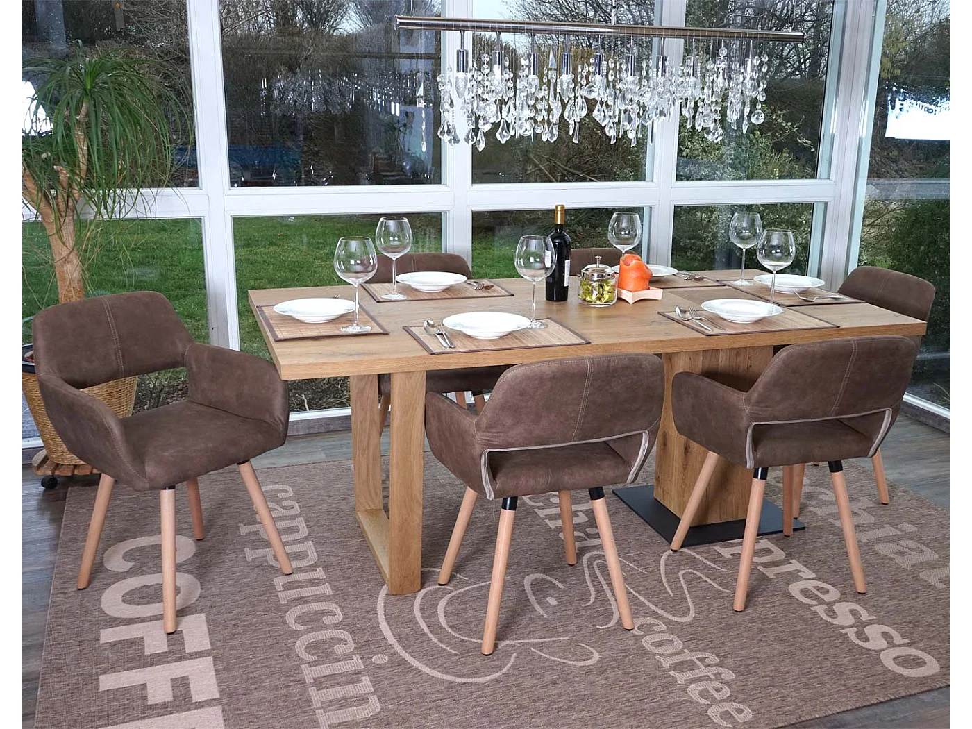 Chaise de salle à manger MCW-A50 II (lot de 6),  tissu, marron