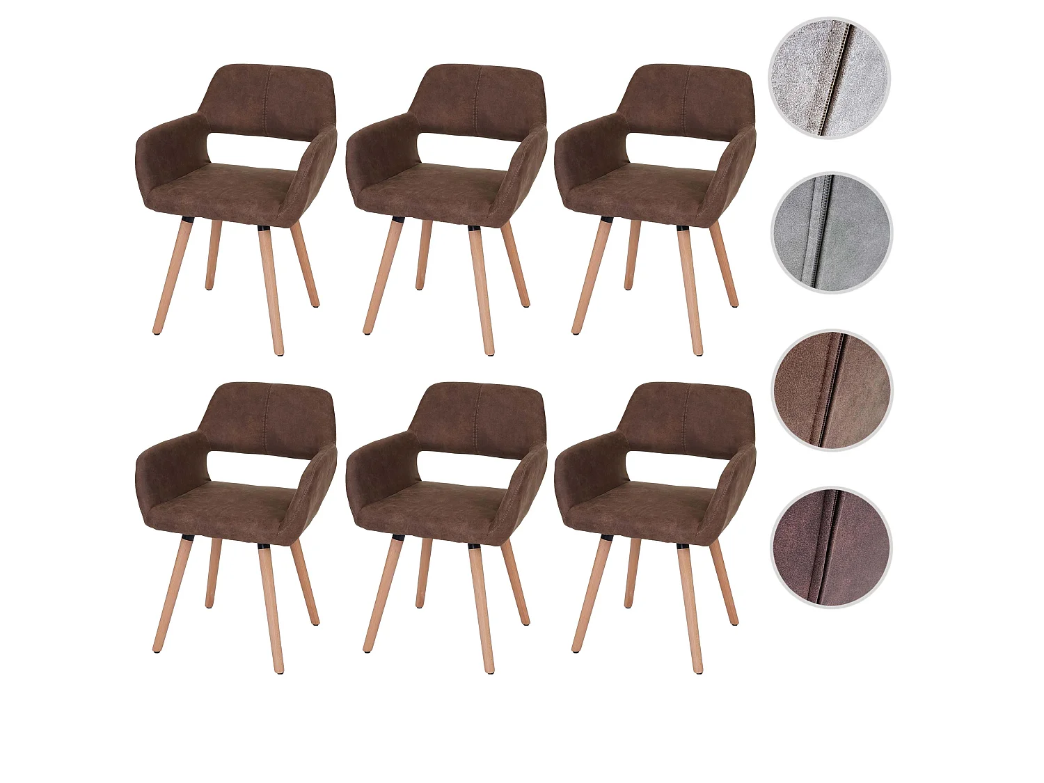 Chaise de salle à manger MCW-A50 II (lot de 6),  tissu, marron