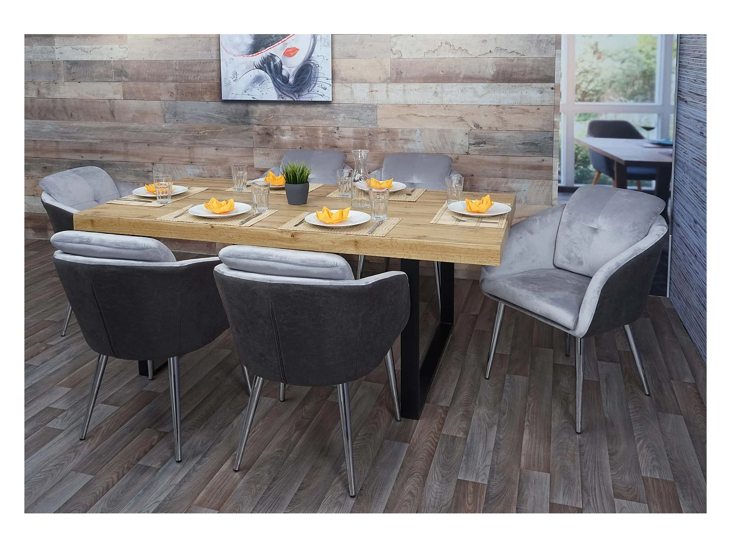 Chaise de salle à manger MCW-G48 (lot de 6),  gris