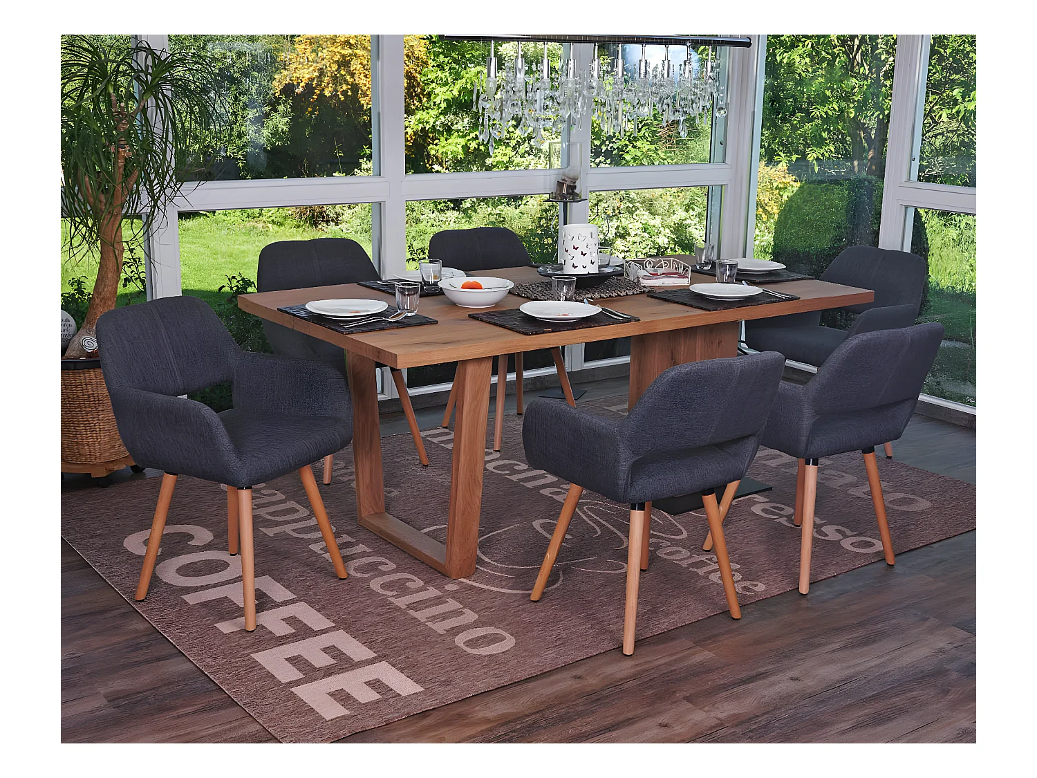 Chaise de salle à manger MCW-A50 II (lot de 6),  tissu, gris