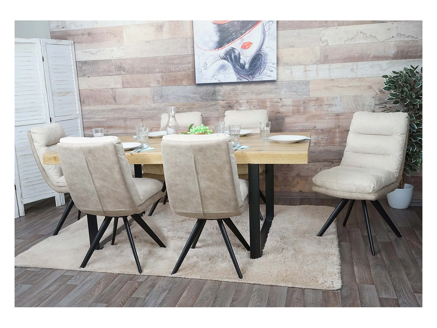 Chaise de salle à manger MCW-G66 (lot de 6),  crème