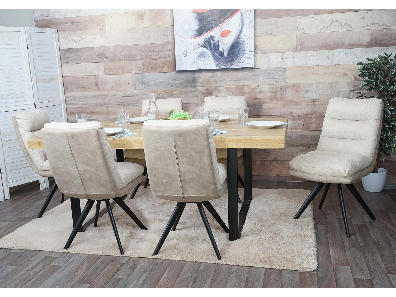 Chaise de salle à manger MCW-G66 (lot de 6),  crème