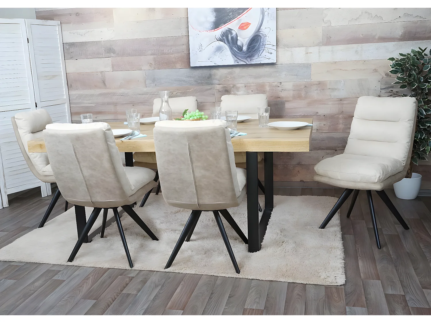 Chaise de salle à manger MCW-G66 (lot de 6),  crème