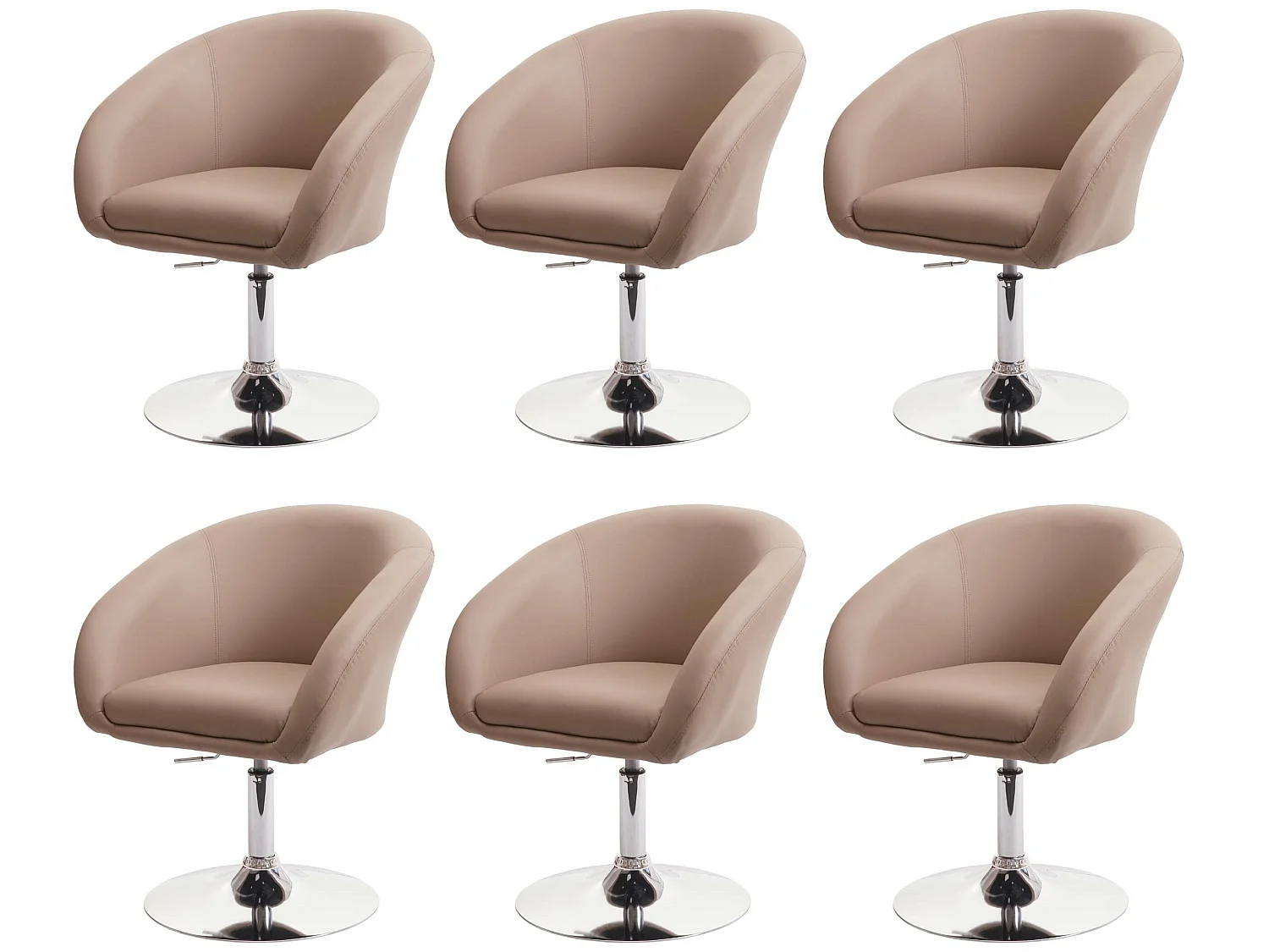 Esszimmerstuhl MCW-F19 (6er-Set), Kunstleder taupe