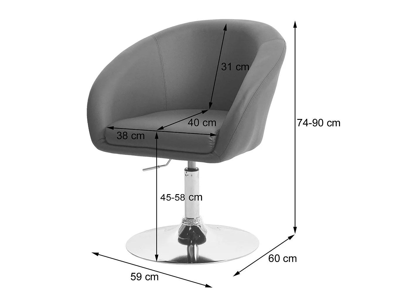 Silla de comedor MCW-F19 (juego de 6),  piel sintética taupe