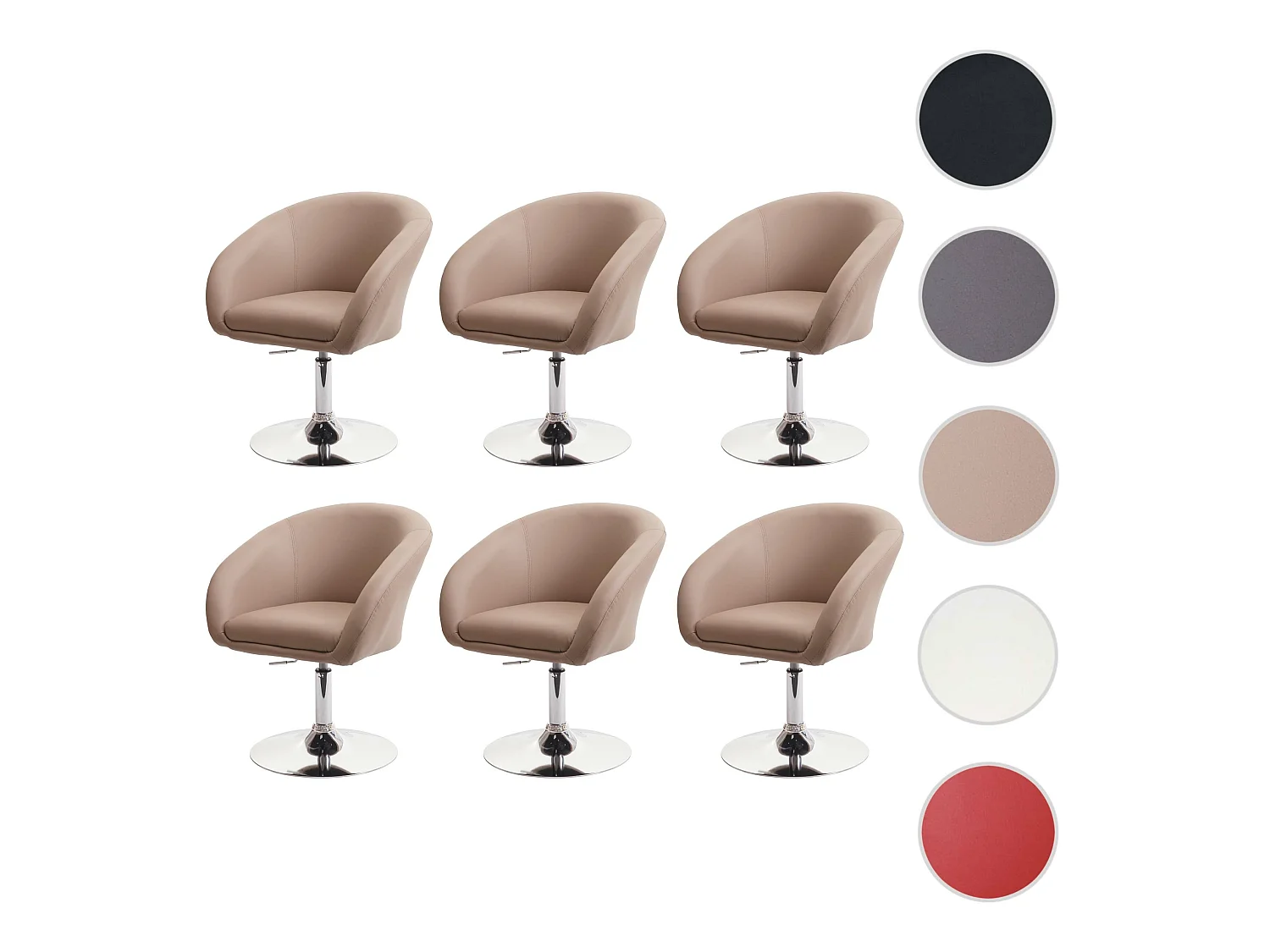 Silla de comedor MCW-F19 (juego de 6),  piel sintética taupe
