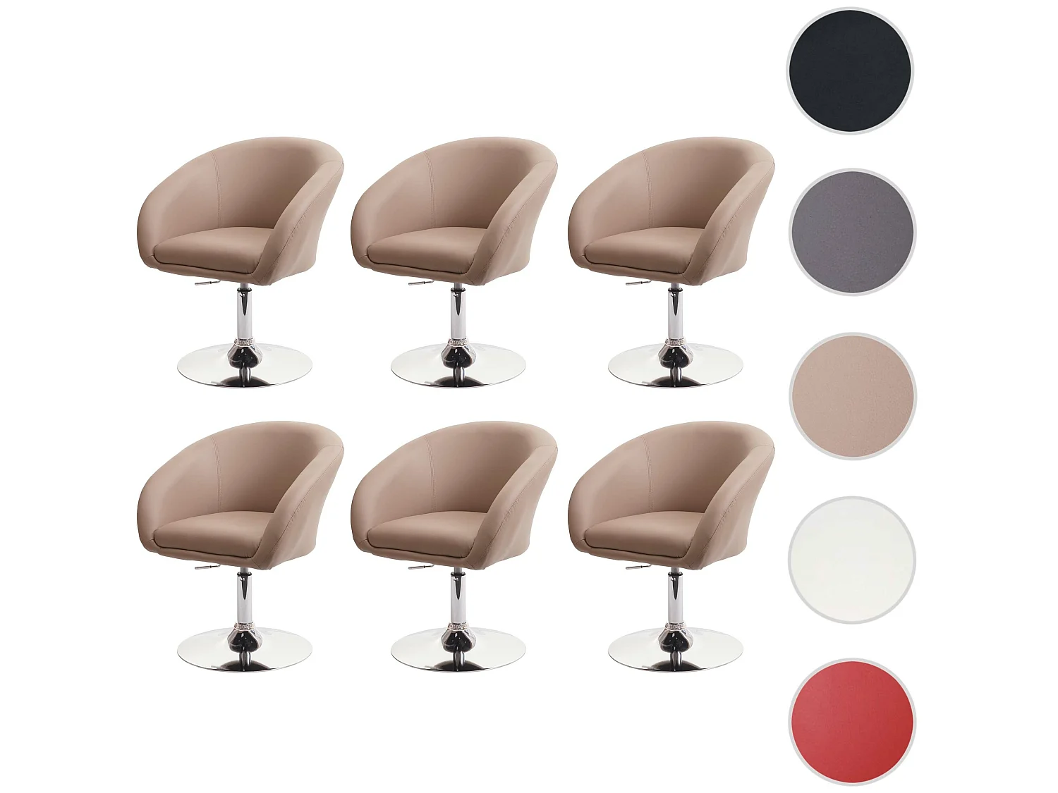 MCW-F19 eetkamerstoel (set van 6),  kunstleer taupe