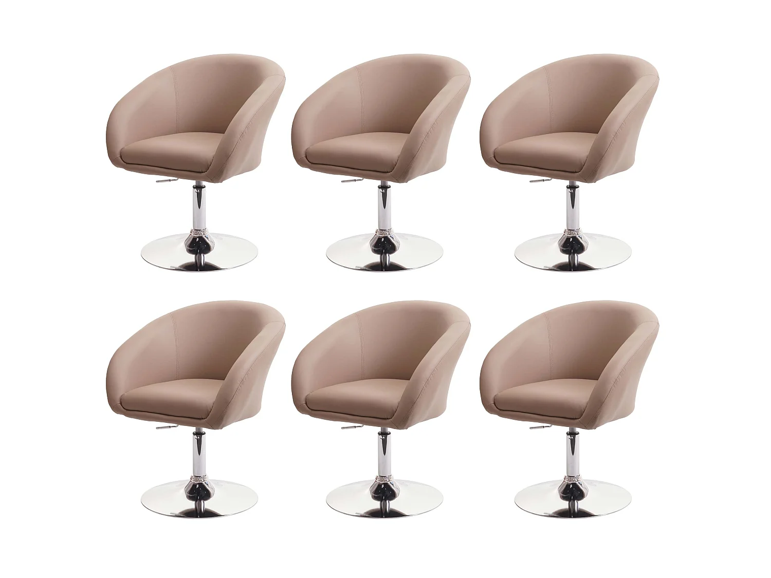 Chaise de salle à manger MCW-F19 (lot de 6),  similicuir taupe